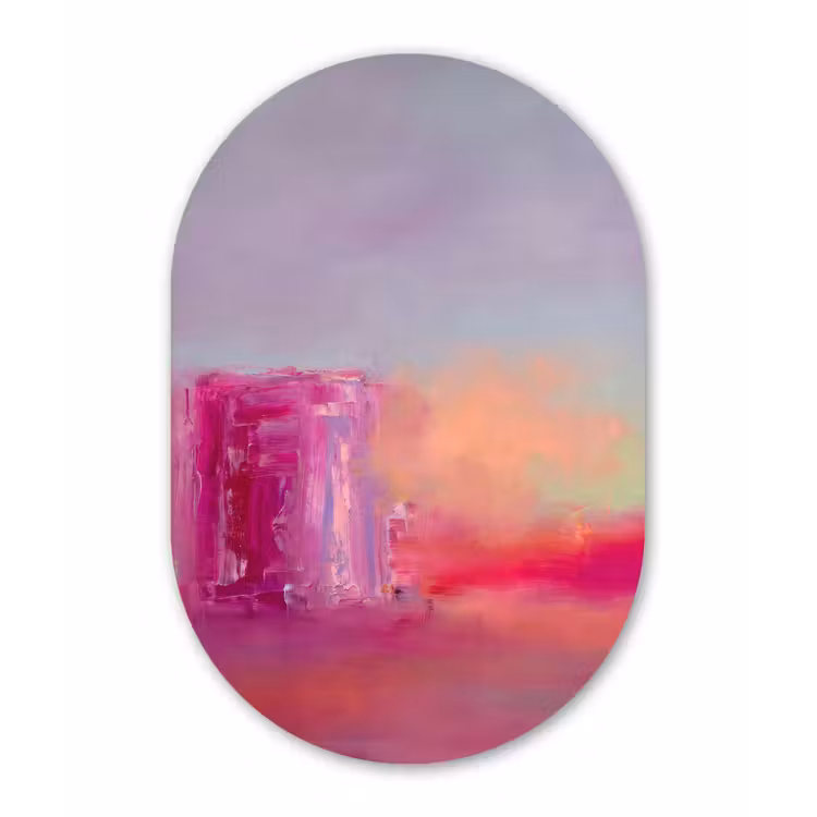 Abstract - Kleuren - Modern - Roze Wandcirkel Ovaal Forex klein -3d