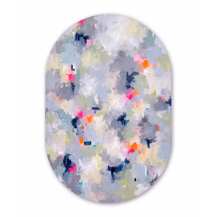 Abstract - Kleurrijk - Modern - Kunst Wandcirkel Ovaal Forex klein -3d