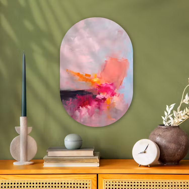 Abstract - Kleurrijk - Modern - Roze Wandcirkel Ovaal Forex klein -sfeer2