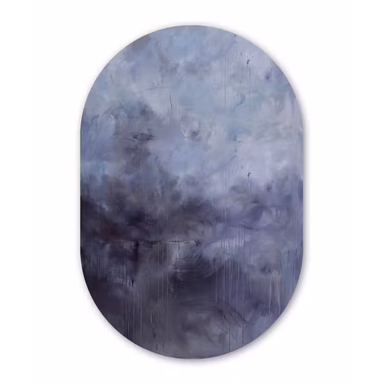 Abstract - Kwaststreken - Modern - Kunst - Grijs Wandcirkel Ovaal Forex klein -3d