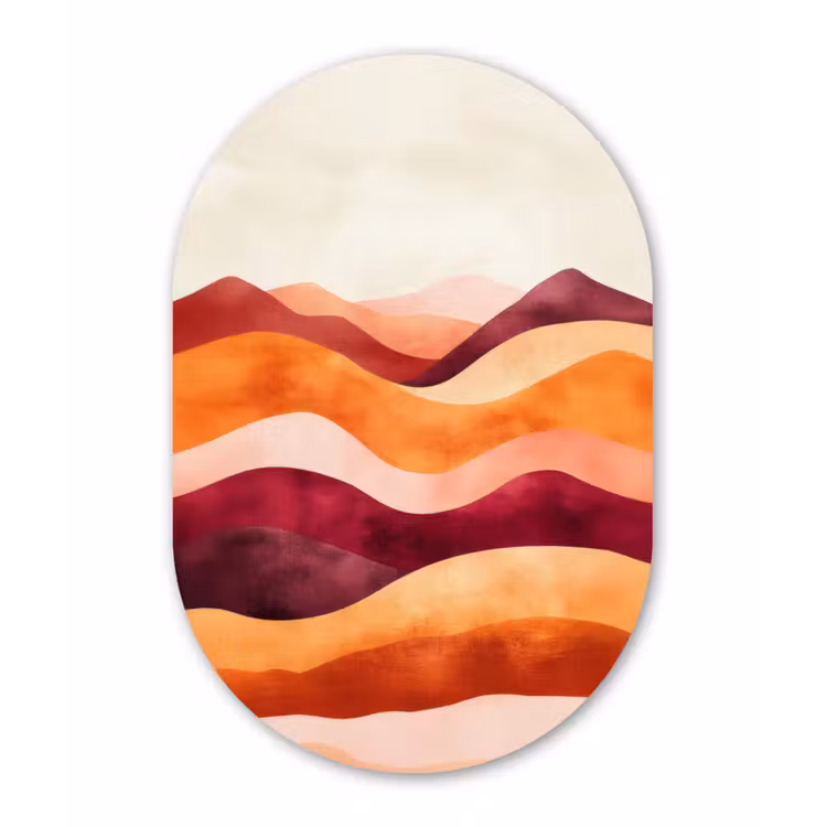 Abstract - Landschap - Golven Wandcirkel Ovaal Forex klein -3d