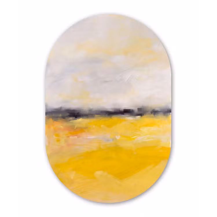 Abstract - Landschap - Modern - Geel Wandcirkel Ovaal Forex klein -3d