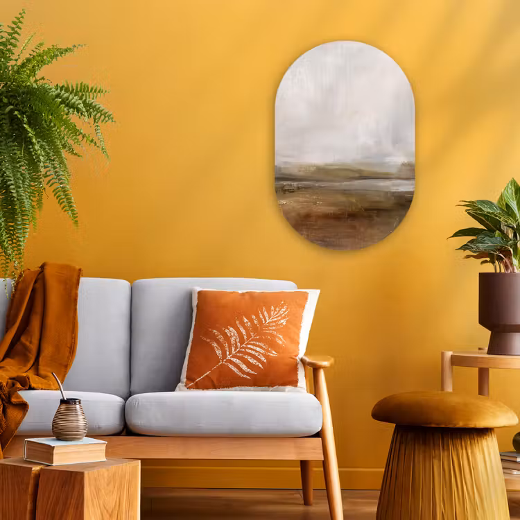 Abstract - Landschap - Natuur - Beige - Bruin Wandcirkel Ovaal Forex klein -sfeer4
