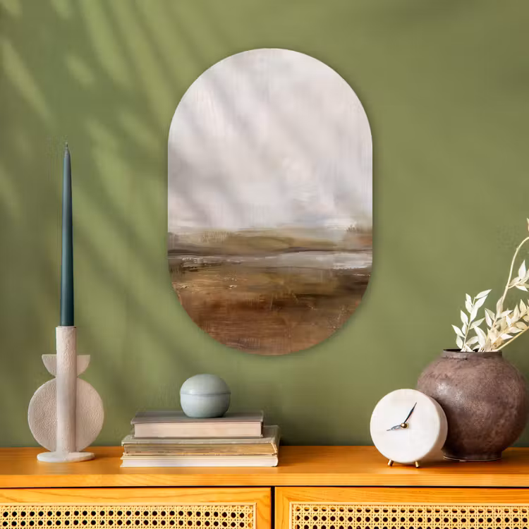 Abstract - Landschap - Natuur - Beige - Bruin Wandcirkel Ovaal Forex klein -sfeer2