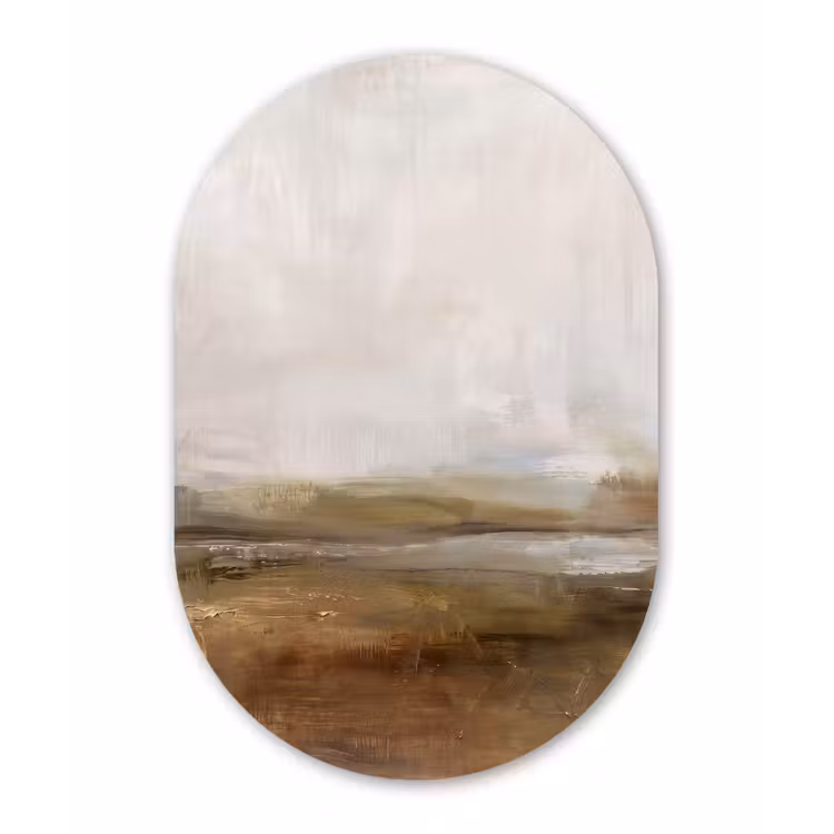Abstract - Landschap - Natuur - Beige - Bruin Wandcirkel Ovaal Forex klein -3d