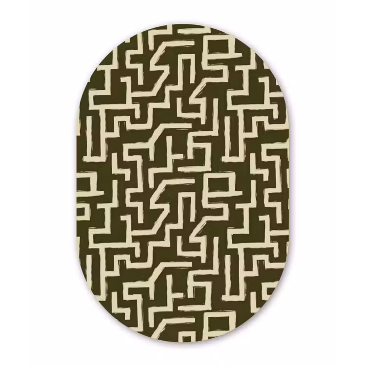 Abstract - Lijnen - Groen Wandcirkel Ovaal Forex klein 630 -3d