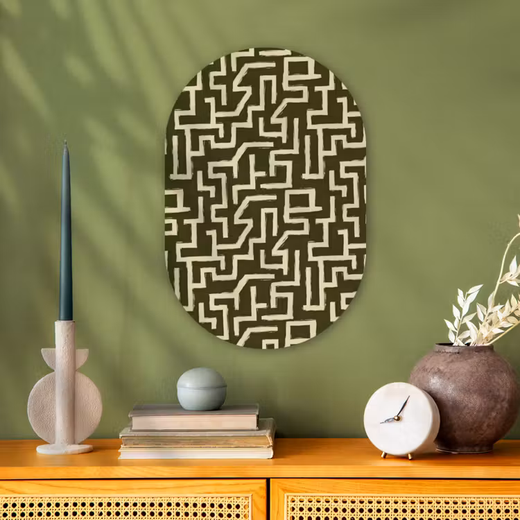 Abstract - Lijnen - Groen Wandcirkel Ovaal Forex klein 630 -sfeer2