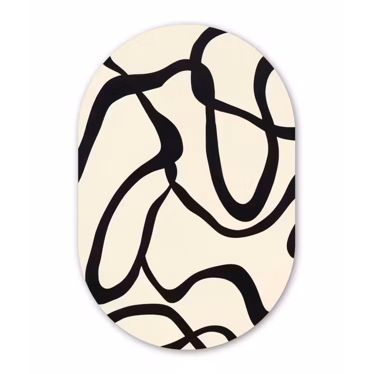 Abstract - Lijnen - Modern - Beige Wandcirkel Ovaal Forex klein -3d