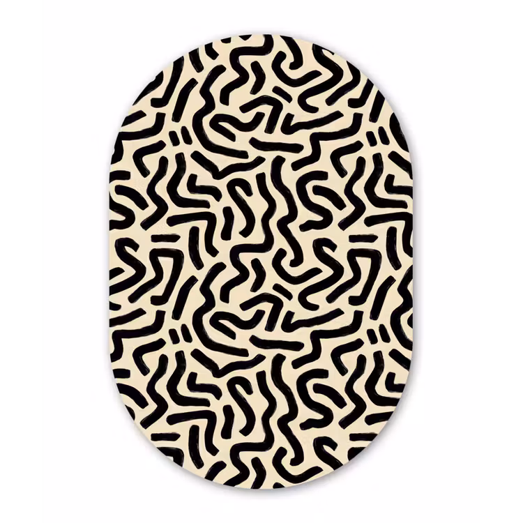 Abstract - Lijnen - Zwart Wandcirkel Ovaal Forex klein 630 -3d