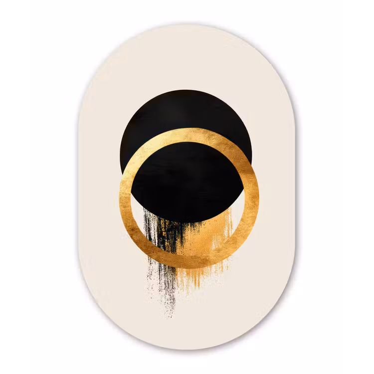 Abstract ontwerp - Zwarte cirkel - Verfvlekken Wandcirkel Ovaal Forex klein -3d