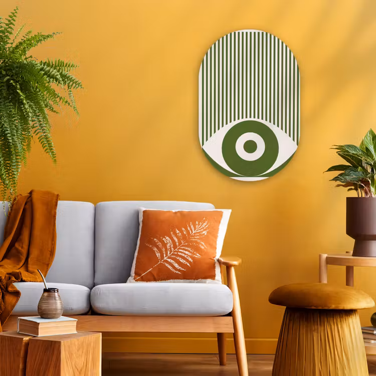 Abstract - Oog - Strepen - Modern - Groen Wandcirkel Ovaal Forex klein -sfeer4