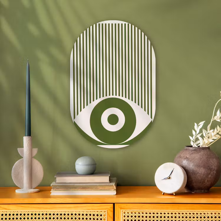 Abstract - Oog - Strepen - Modern - Groen Wandcirkel Ovaal Forex klein -sfeer2