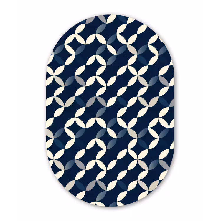 Abstract - Patroon - Blauw Wandcirkel Ovaal Forex klein 630 -3d