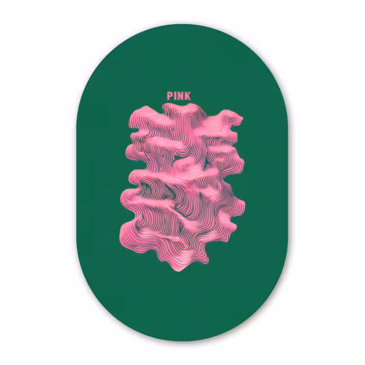 Abstract - Pink - Lijnen - Groen Wandcirkel Ovaal Forex klein -3d