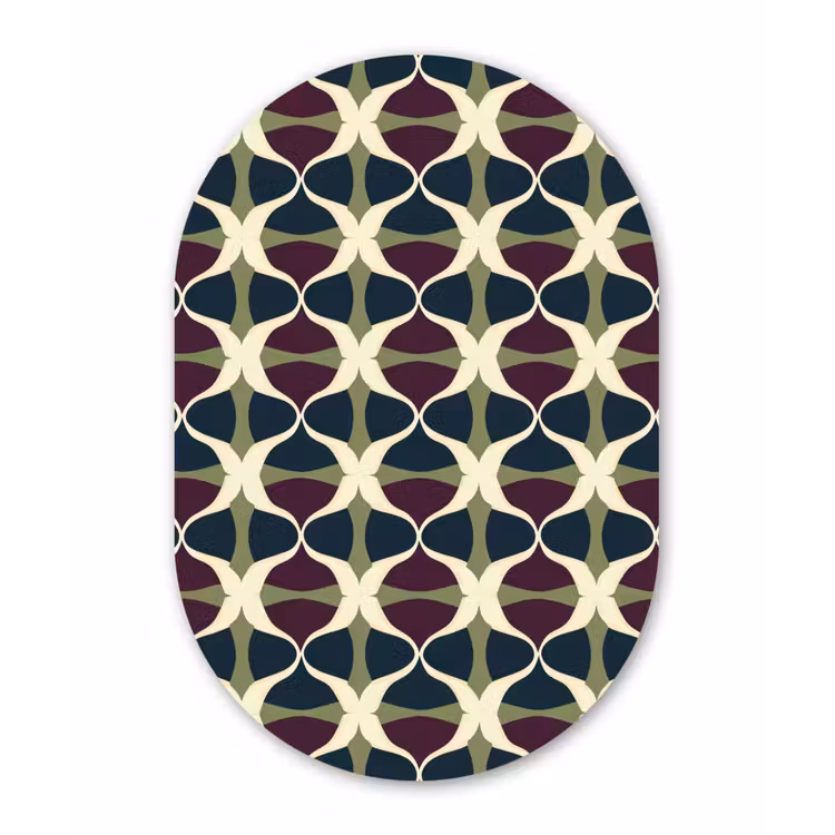 Abstract - Retro - Kleurrijk Wandcirkel Ovaal Forex klein 630 -3d