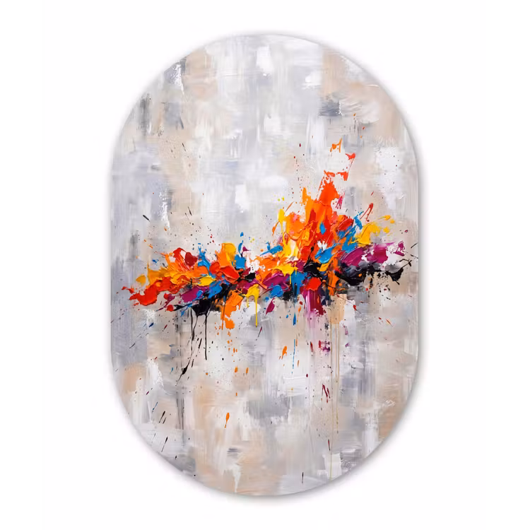 Abstract - Schilderij - Kleurrijk - Dynamisch Wandcirkel Ovaal Forex klein -3d