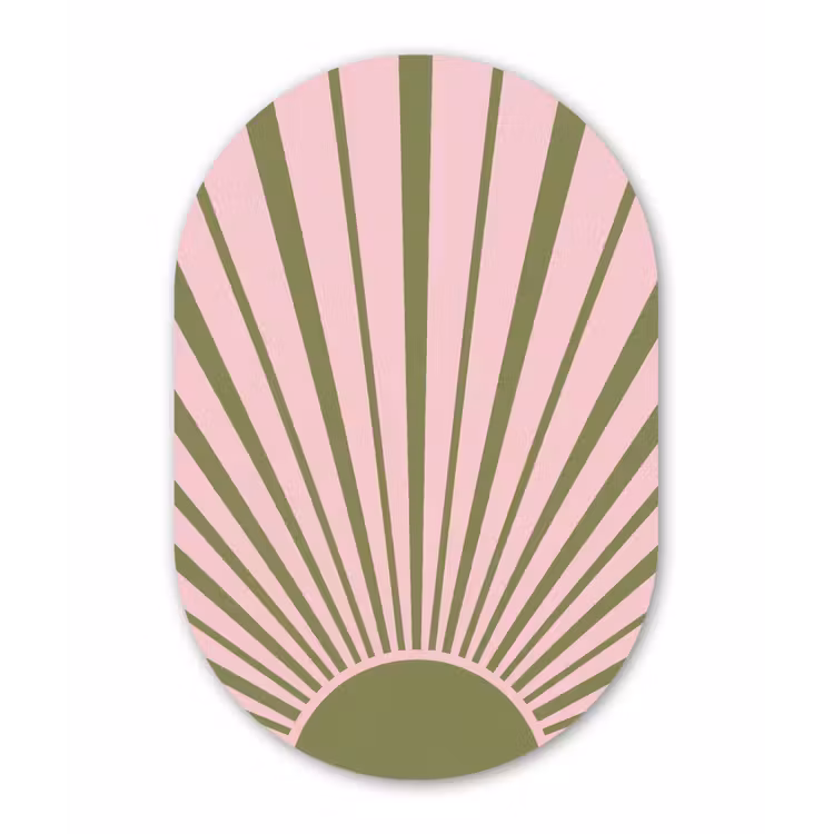 Abstract - Stralen - Grafisch - Roze - Groen Wandcirkel Ovaal Forex klein -3d