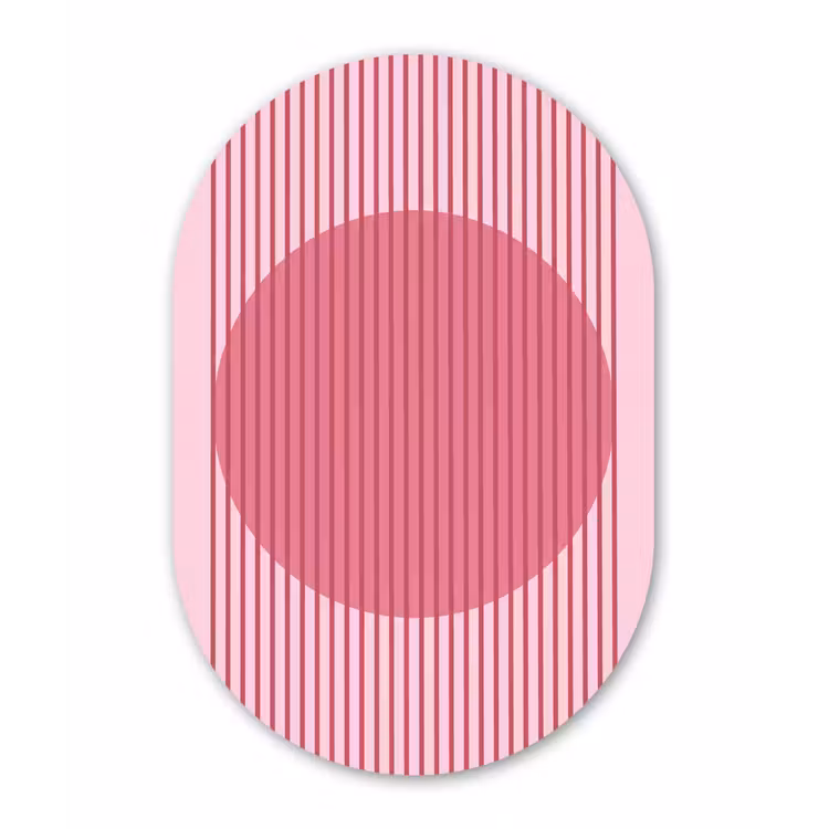 Abstract - Strepen - Ovaal - Roze - Modern Wandcirkel Ovaal Forex klein -3d