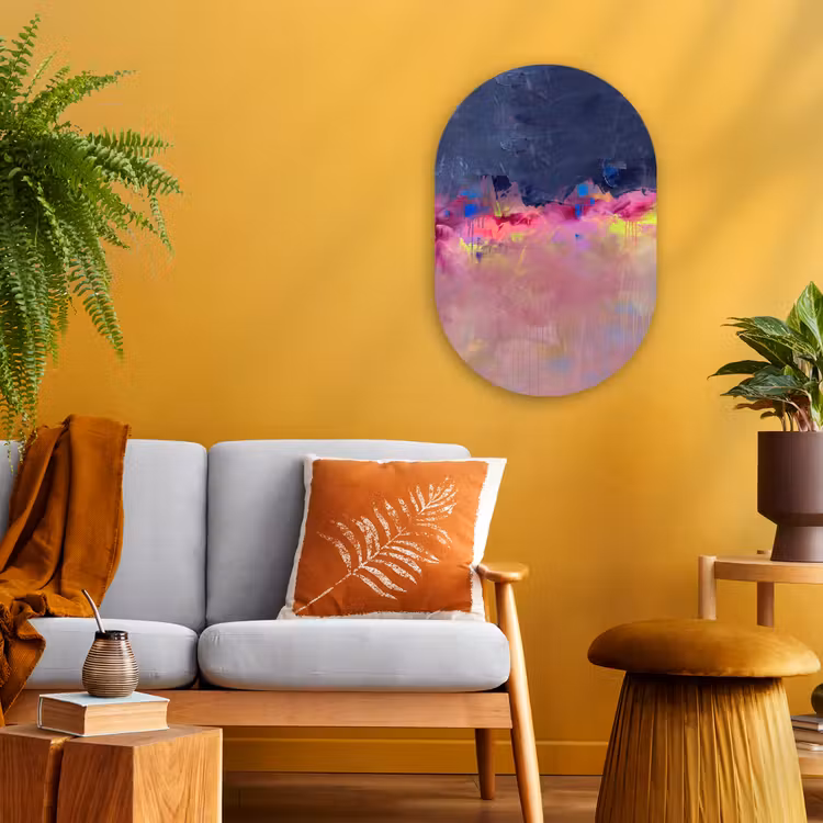 Abstract - Textuur - Kleuren - Modern - Roze Wandcirkel Ovaal Forex klein -sfeer4