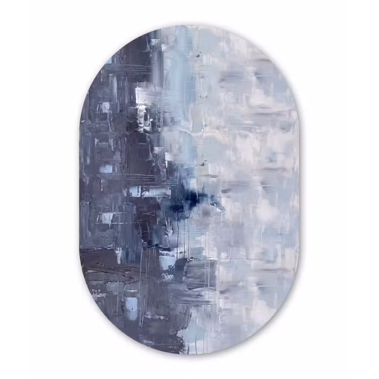 Abstract - Textuur - Kunst - Modern - Blauw Wandcirkel Ovaal Forex klein -3d
