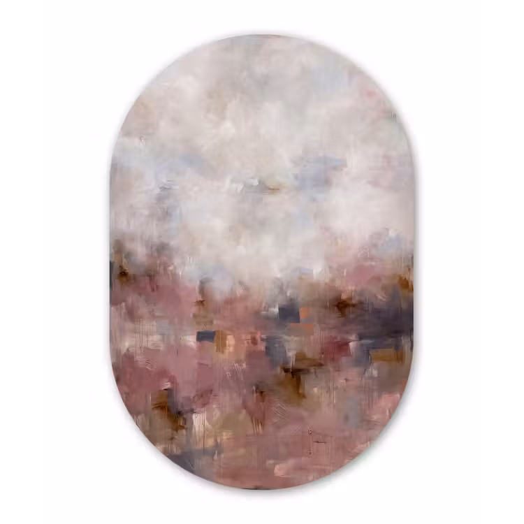 Abstract - Vloeiend - Kunst - Modern - Beige Wandcirkel Ovaal Forex klein -3d