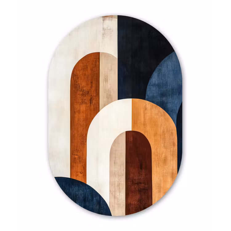Abstract - Vormen - Donkerblauw Wandcirkel Ovaal Forex klein -3d