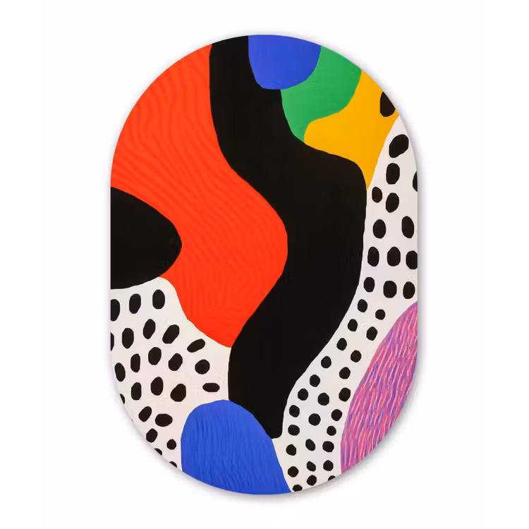 Abstract - Vormen - Kleuren - Stippen Wandcirkel Ovaal Forex klein -3d