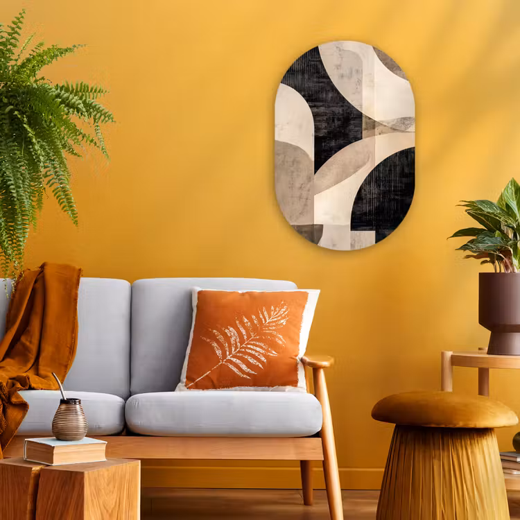 Abstract - Vormen - Modern - Beige Wandcirkel Ovaal Forex klein -sfeer4