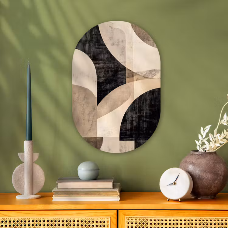 Abstract - Vormen - Modern - Beige Wandcirkel Ovaal Forex klein -sfeer2