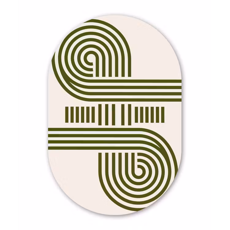 Abstract - Vormen - Modern - Groen Wandcirkel Ovaal Forex klein -3d