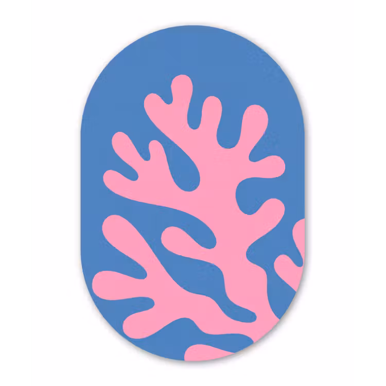 Abstract - Vormen - Roze - Blauw Wandcirkel Ovaal Forex klein -3d