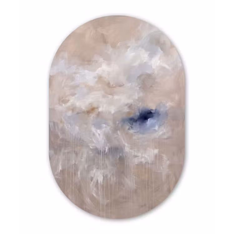 Abstract - Wolken - Sfeer - Modern - Beige Wandcirkel Ovaal Forex klein -3d