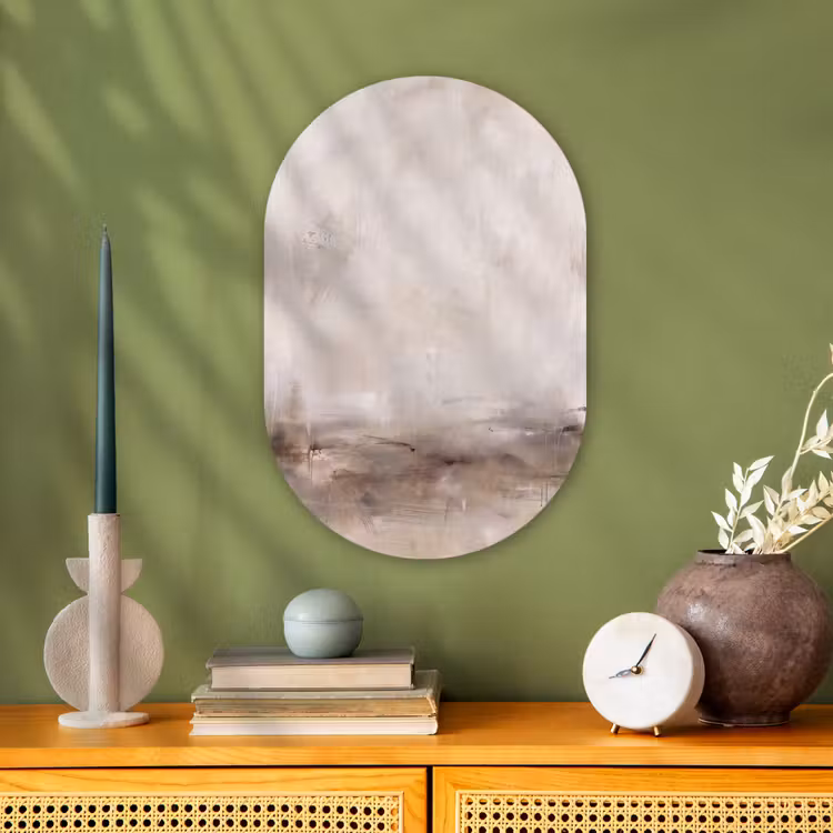 Abstrakt - Landschap - Modern - Beige - Kunst Wandcirkel Ovaal Forex klein -sfeer2