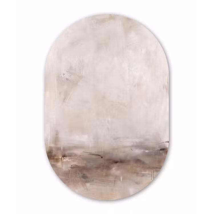 Abstrakt - Landschap - Modern - Beige - Kunst Wandcirkel Ovaal Forex klein -3d