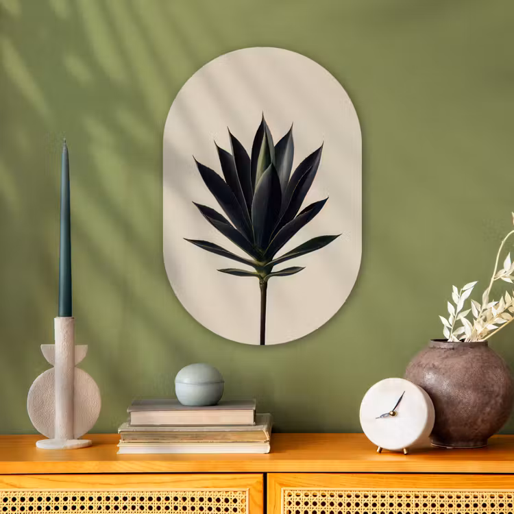 Agaveplant - Symmetrisch - Groen Wandcirkel Ovaal Forex klein -sfeer2