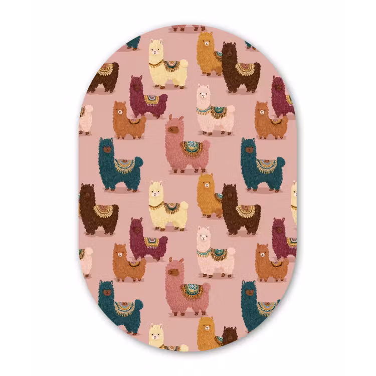 Alpaca's - Patroon - Kleurrijk Wandcirkel Ovaal Forex klein 630 -3d