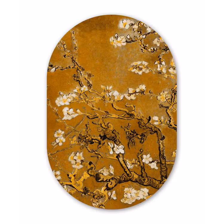 Amandelbloesem - Kunst - Van Gogh - Goud Wandcirkel Ovaal Forex klein -3d