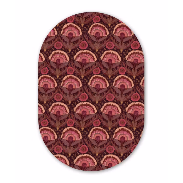 Antiek - Bloemen - Kleurrijk Wandcirkel Ovaal Forex klein 630 -3d