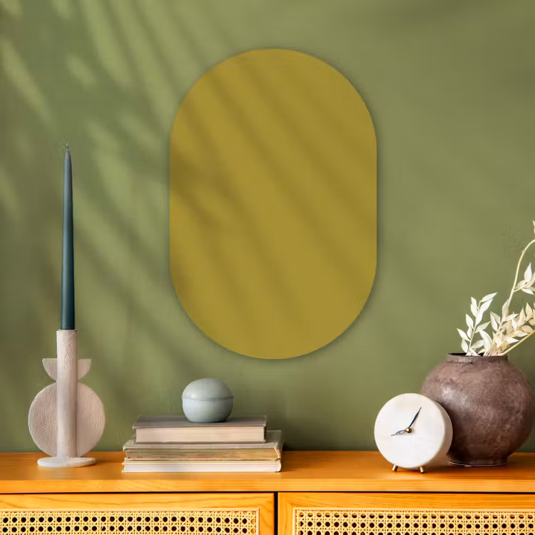 Antique - Moss - Groen Wandcirkel Ovaal Forex klein 630 -sfeer2
