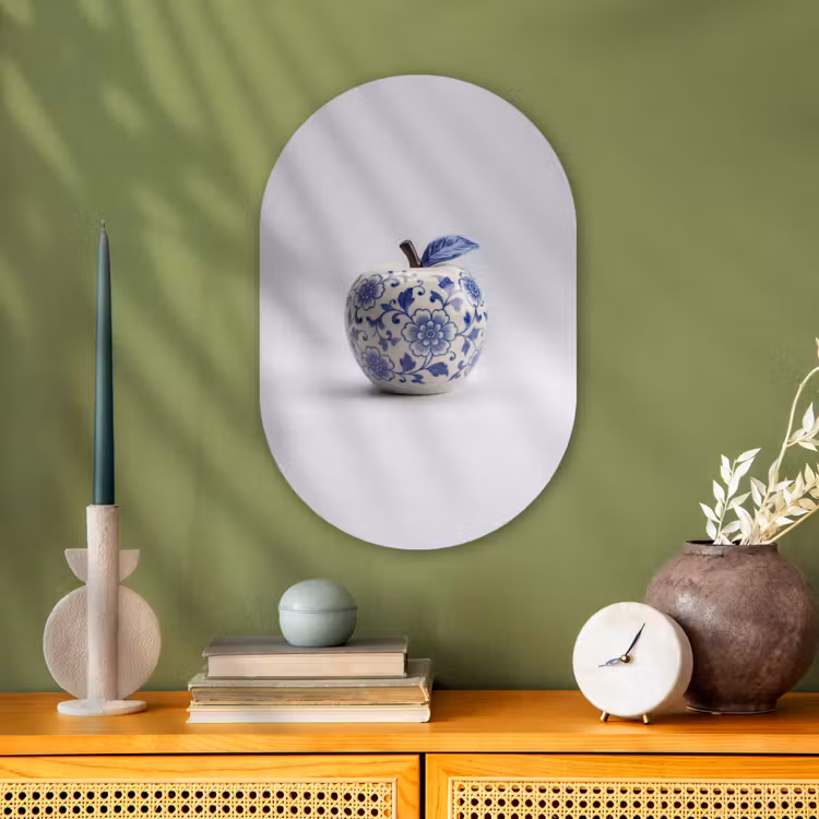 Appel - Blauw - Klassiek Wandcirkel Ovaal Forex klein -sfeer2
