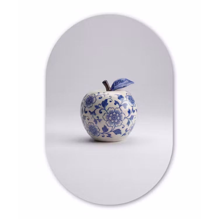 Appel - Blauw - Klassiek Wandcirkel Ovaal Forex klein -3d