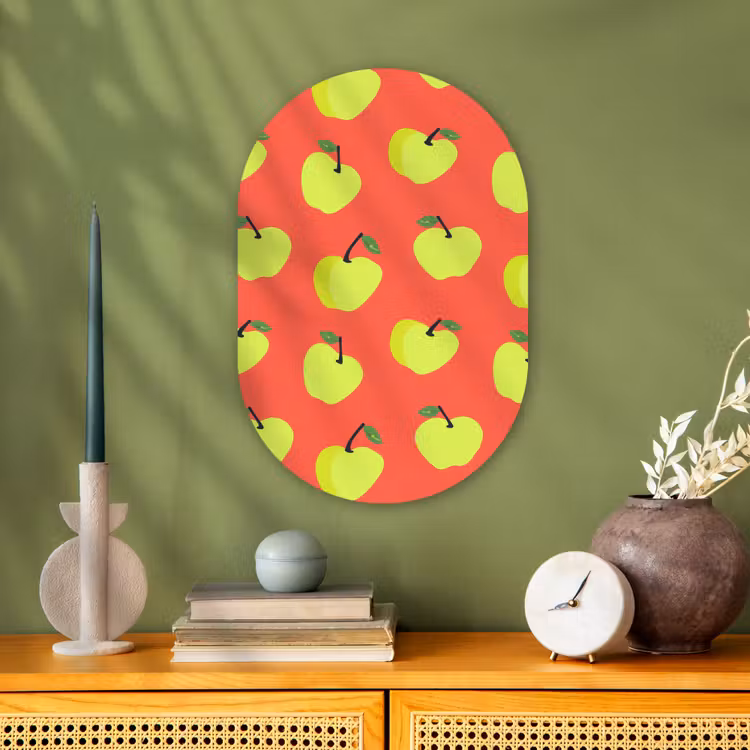 Appels - Modern - Groen Wandcirkel Ovaal Forex klein 630 -sfeer2