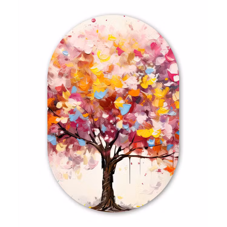 Aquarel - Boom - Kunst - Abstract Wandcirkel Ovaal Forex klein -3d