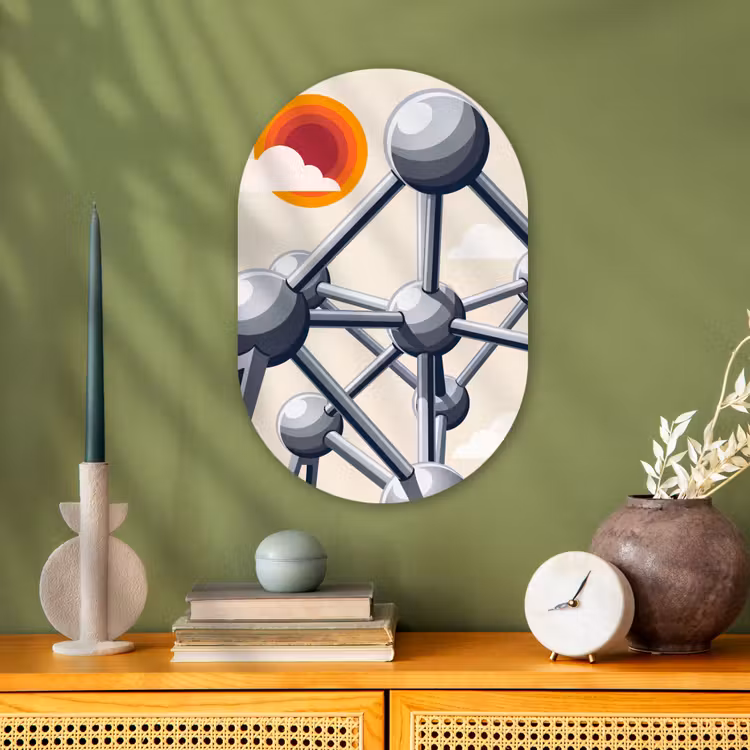 Architectuur - Geometrie - Stad - Modern - Grijs Wandcirkel Ovaal Forex klein -sfeer2