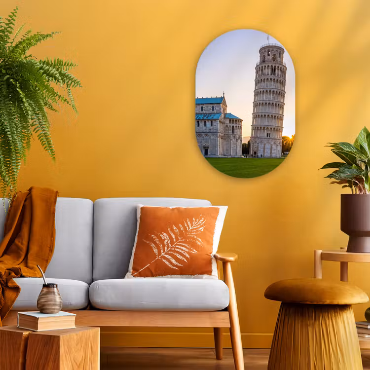 Architectuur - Toren - Pisa - Italië - Zonsondergang Wandcirkel Ovaal Forex klein -sfeer4