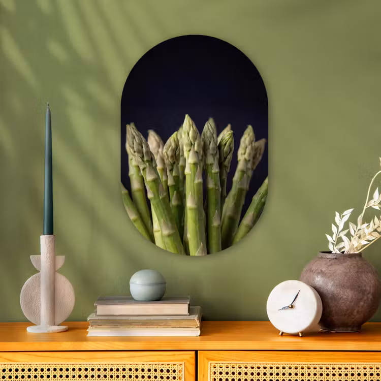 Asperges - Groen - Zwart Wandcirkel Ovaal Forex klein -sfeer2