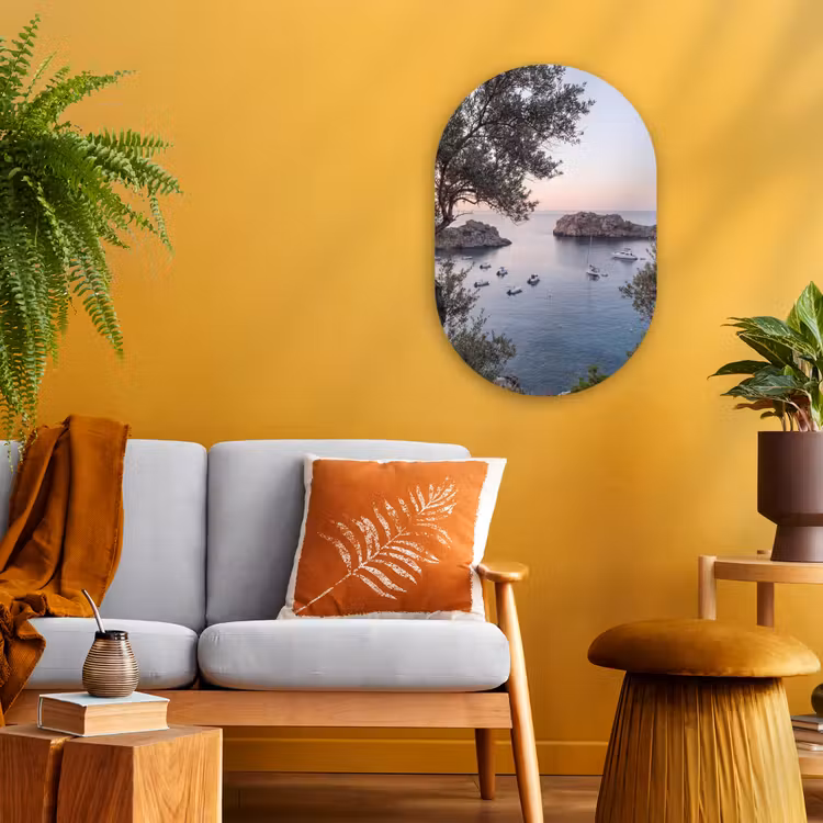 Muurovaal - Baai - boten - zonsondergang - Baai - boten - zonsondergang Wandcirkel Ovaal Forex klein