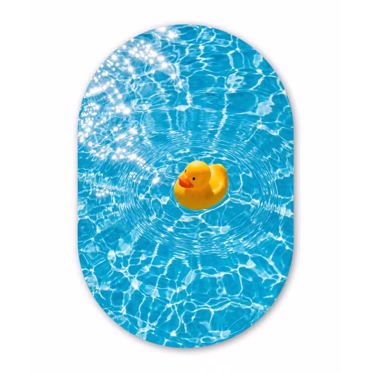 Badeend - Dobberen - Blauw Wandcirkel Ovaal Forex klein -3d