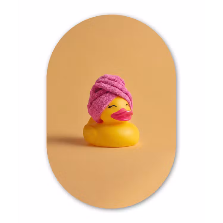 Badeend - Handdoek - Kleurrijk Wandcirkel Ovaal Forex klein -3d