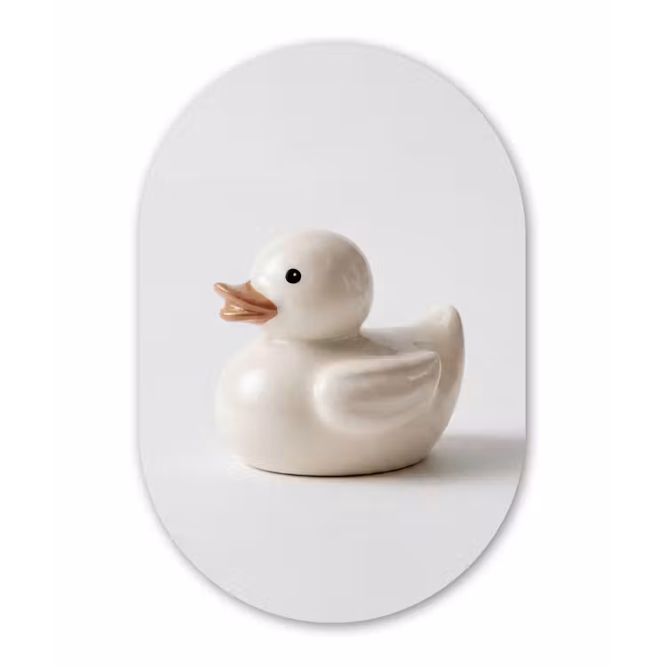 Badeend - Minimalistisch - Wit Wandcirkel Ovaal Forex klein -3d